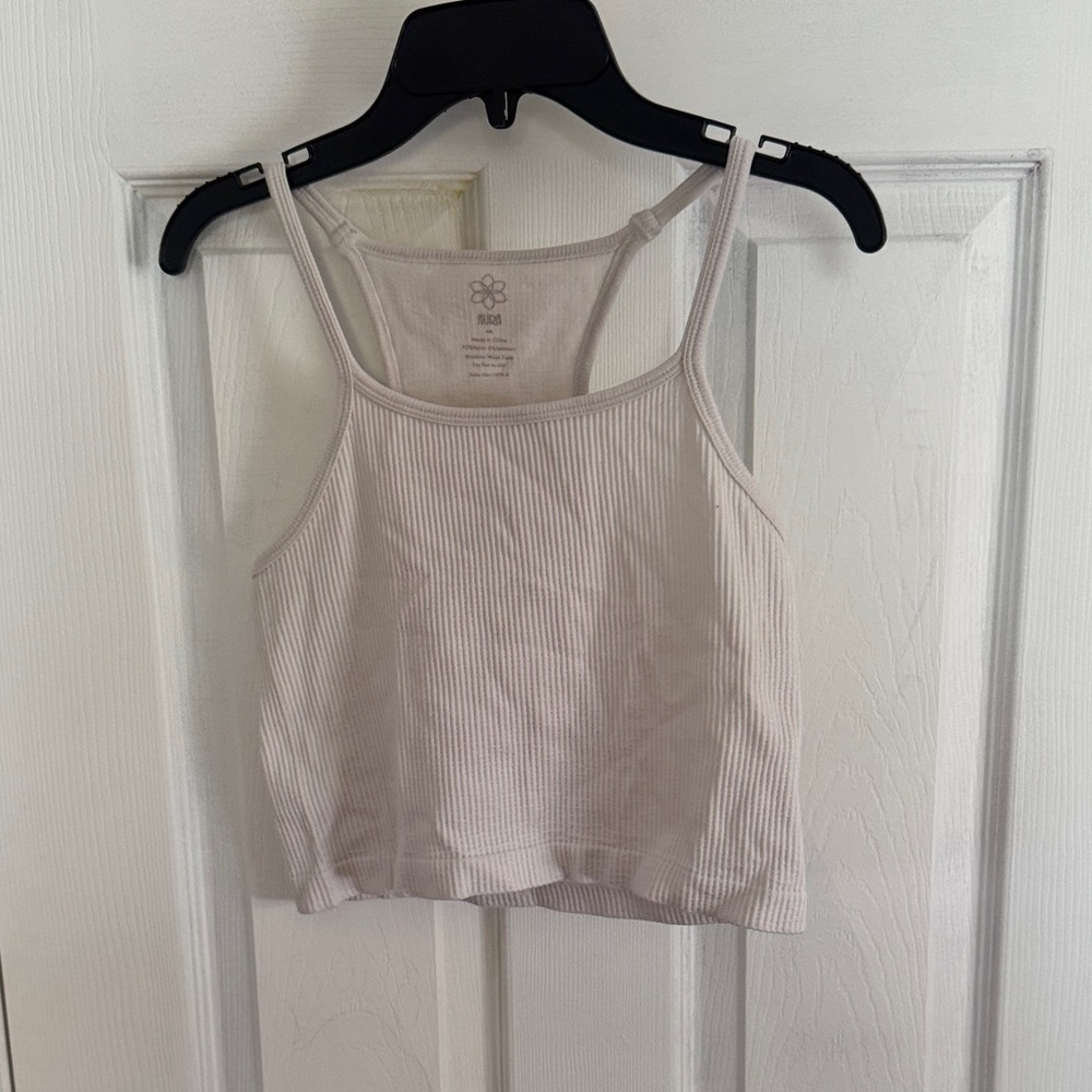 Aura White Ribbed Tank Top